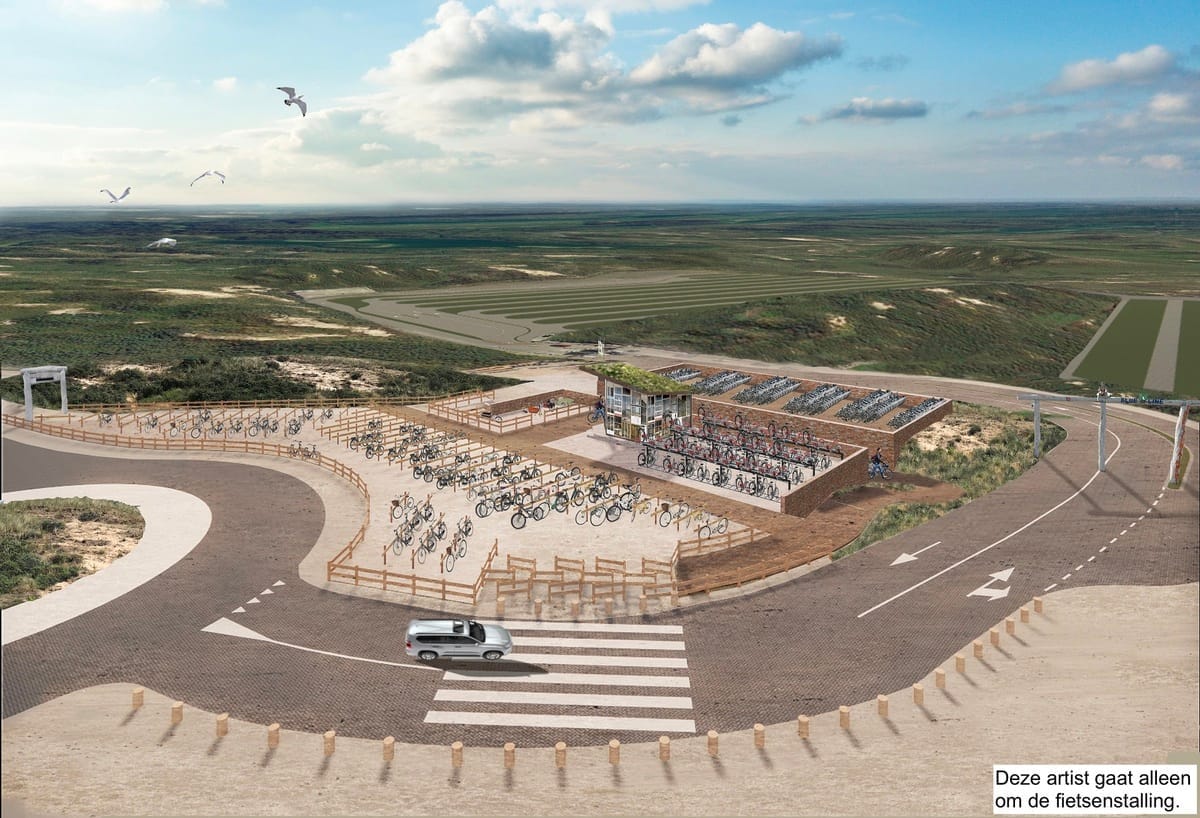 Cambium heeft al jaren plannen voor een nieuwe fietsenstalling bij het strand. Afbeelding: Cambium
