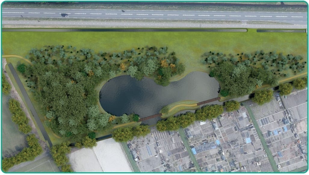 Een voorlopige impressie van het breedste deel van het natuurgebied. Afbeelding: gemeente Castricum