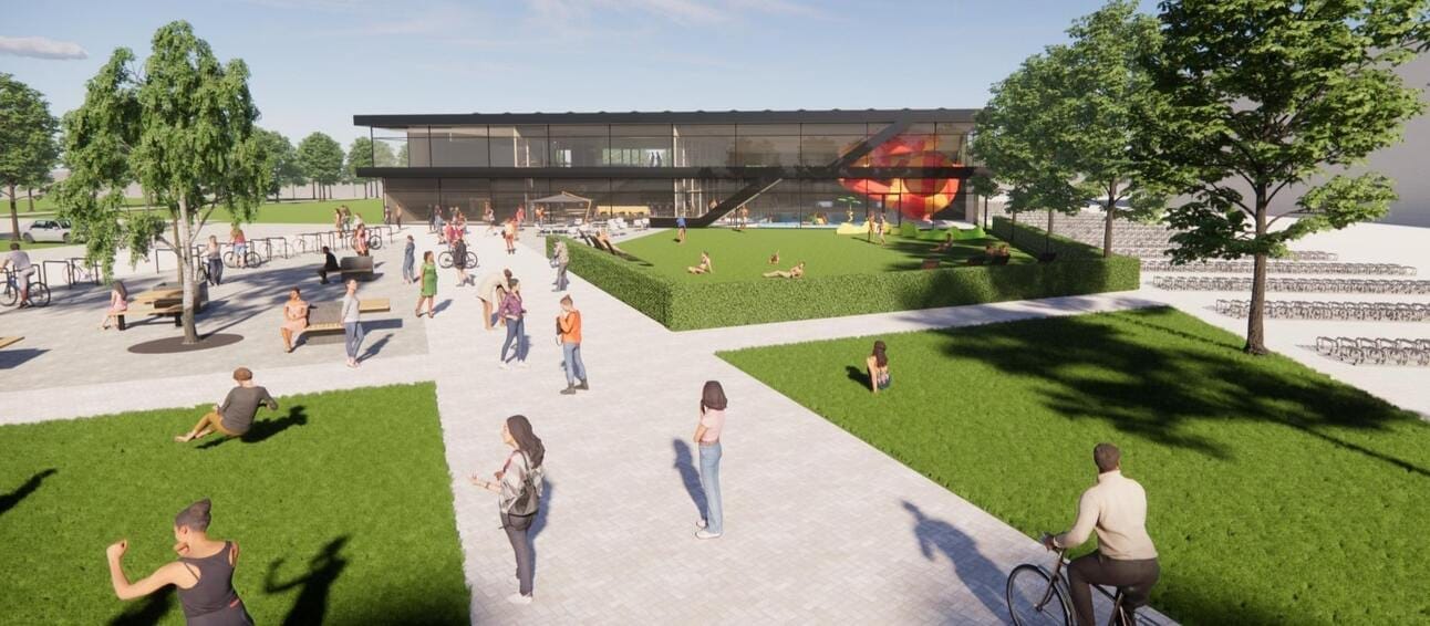Een impressie van het nieuw te bouwen zwembad. Afbeelding via de gemeente Castricum