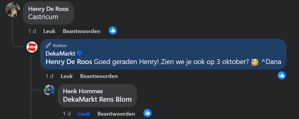 DekaMarkt meldt de opening op Facebook